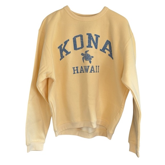 Kona Hawaii Vintage Y2K Sweatshirt Yellow Blue Size Medium - Picture 2 of 5